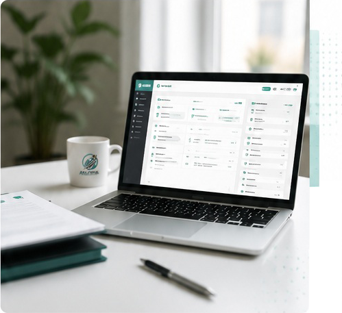 Espace de travail avec ordinateur portable